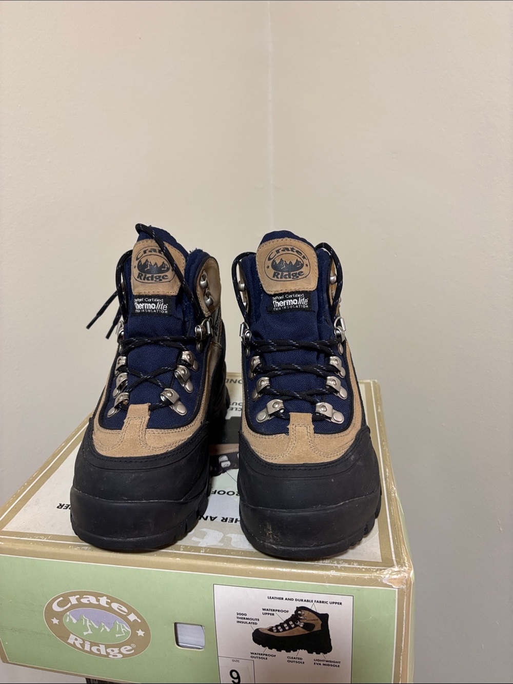 Women Navy and Tan Hiking Ankle Boots